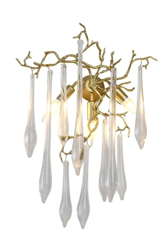 Бра REINA AP3 GOLD PEARL Crystal Lux прозрачный на 3 лампы, основание золотое в стиле арт-деко флористика  фото 2